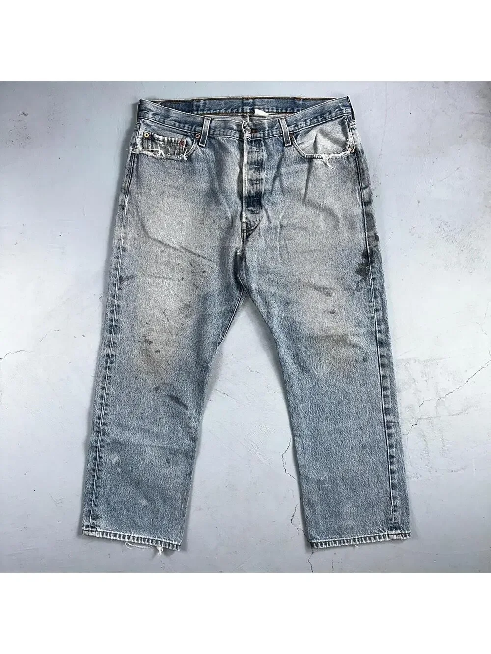 Levis 501 Vintage Y2K XX Straight Leg Jeans 90s Blue Light Wash 38x30 Act 35x26